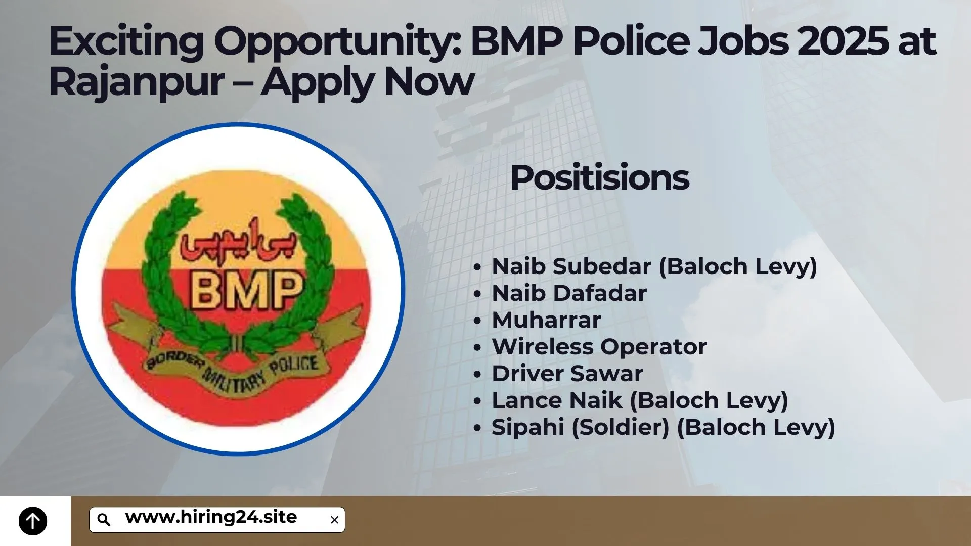 BMP Police Jobs 2025 at Rajanpur – Apply Now